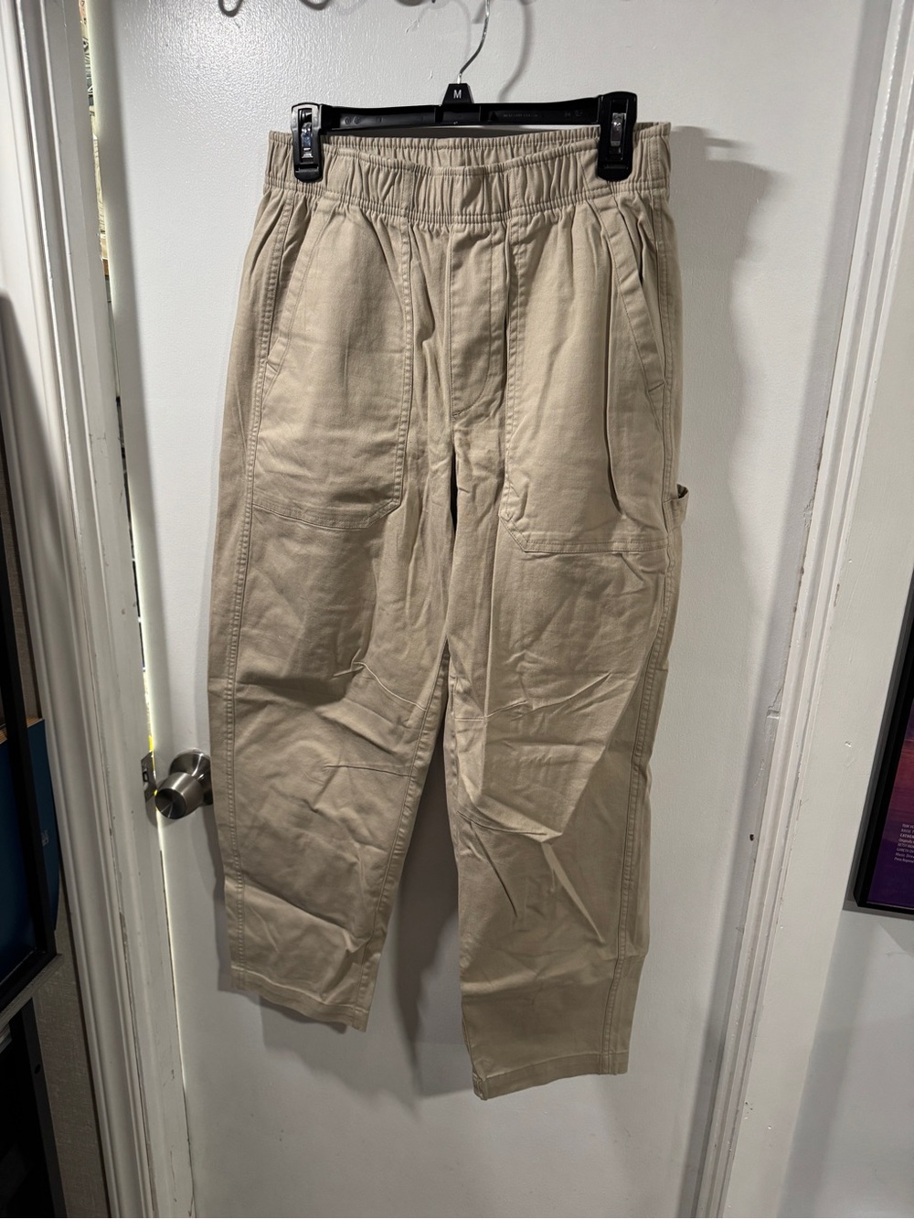 Old Navy Women's Light Tan Elastic-Waist Chinos - Picture 3 of 5